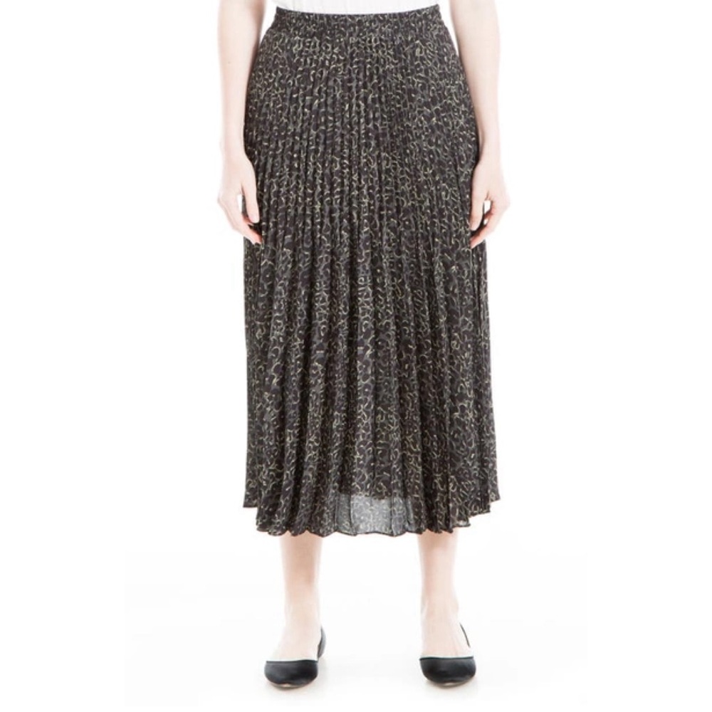 MAX STUDIO Graduated Pleat Knee-Length Midi Skirt NWOT